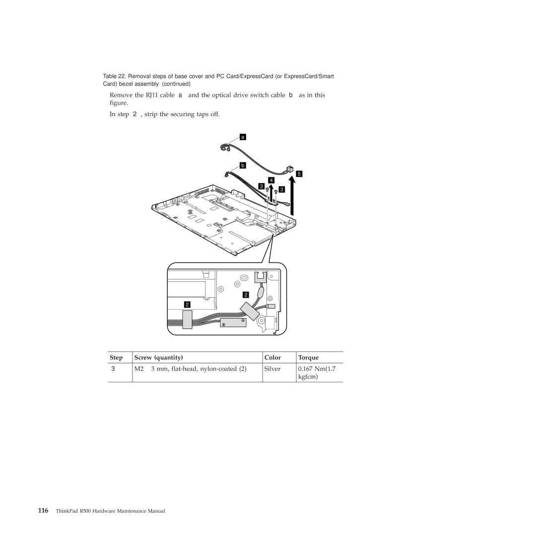 Lenovo 2717ASU manual Step Screw quantity Color Torque 