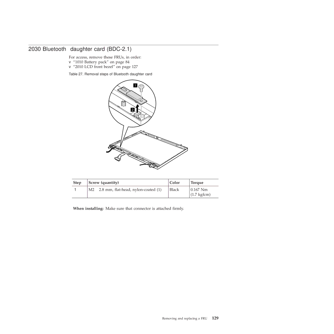 Lenovo 2717ASU manual Bluetooth daughter card BDC-2.1 