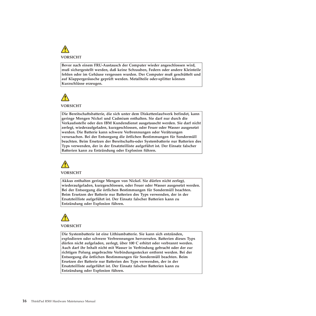 Lenovo 2717ASU manual Vorsicht 