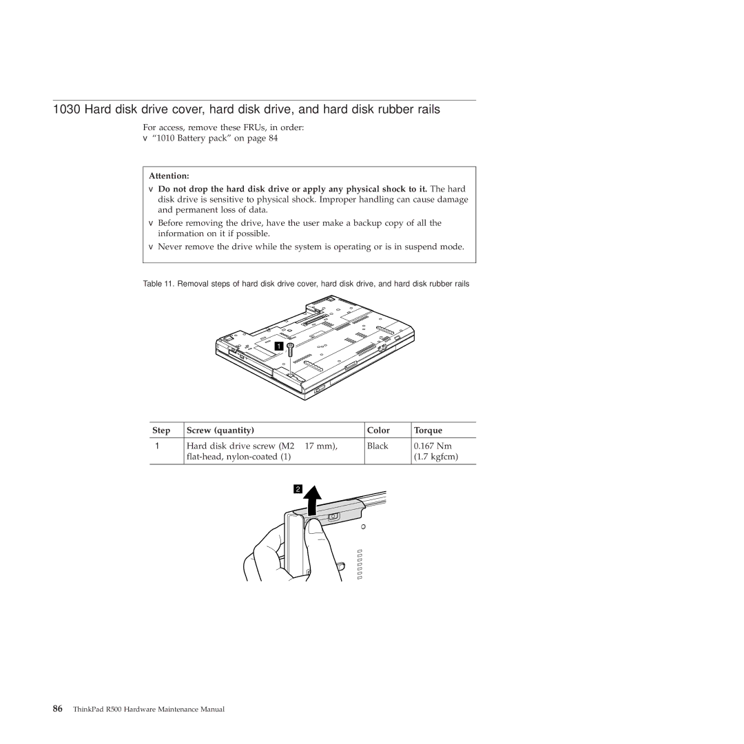 Lenovo 2717ASU manual Step Screw quantity Color Torque 