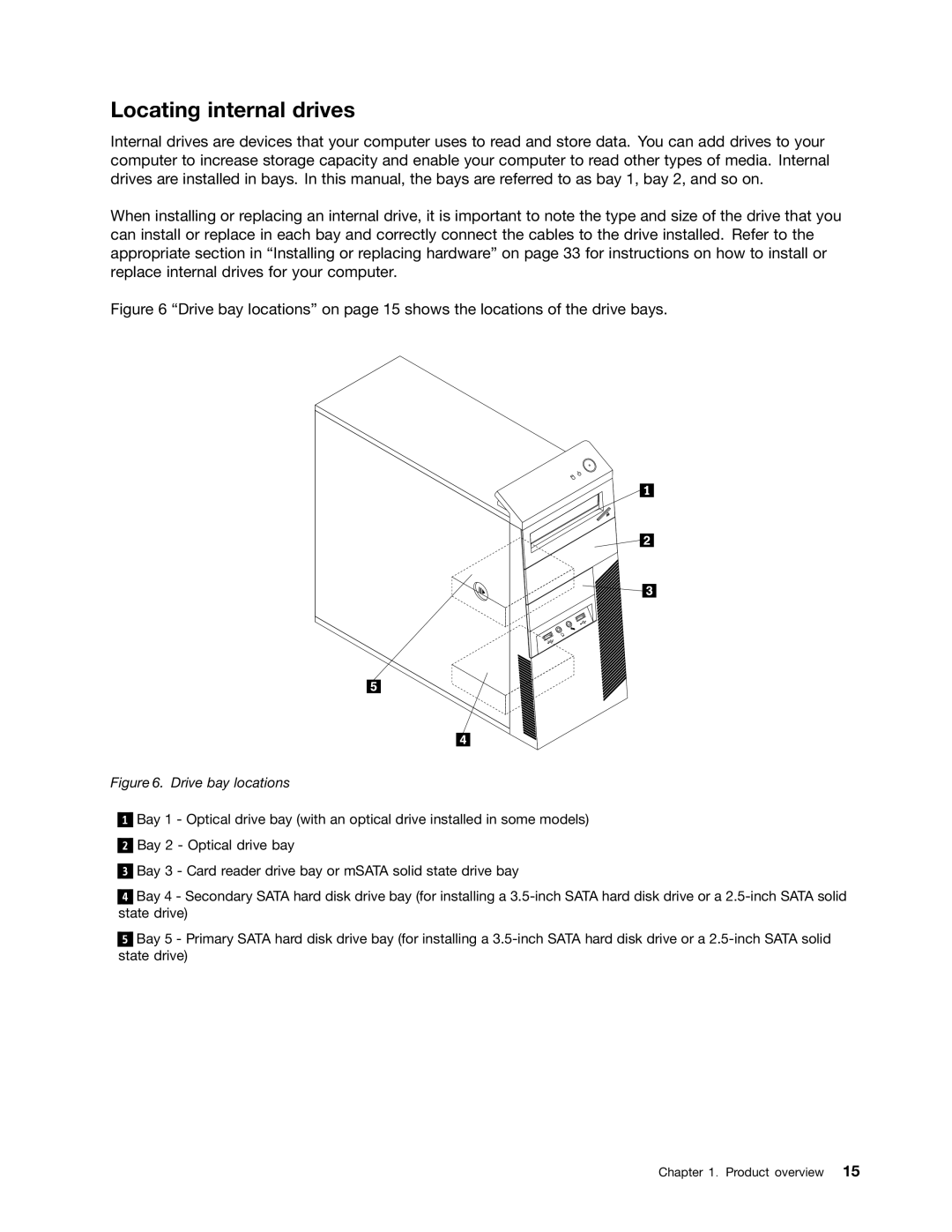 Lenovo 2697, 2756D7U manual Locating internal drives, Drive bay locations 