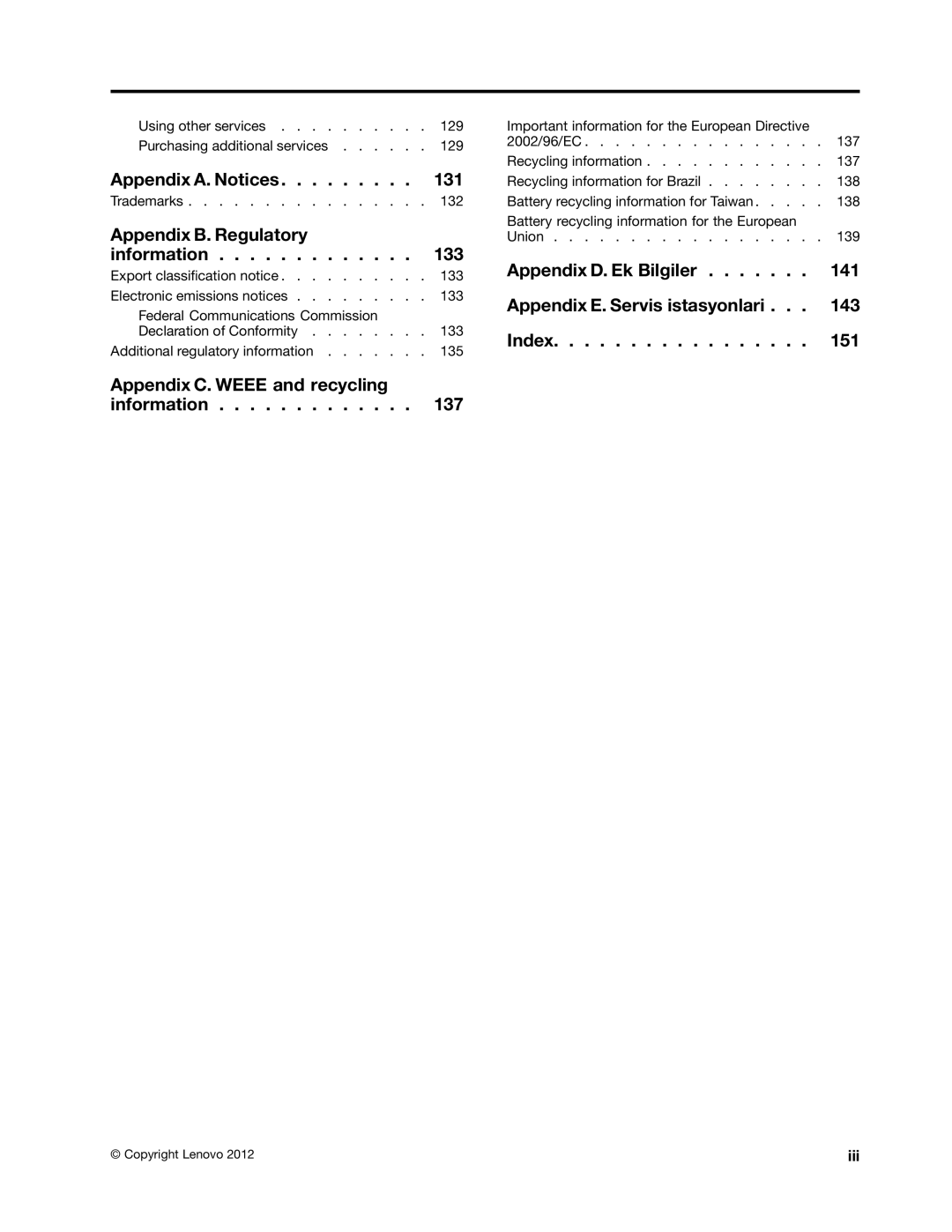 Lenovo 2697, 2756D7U manual Appendix A. Notices 131 