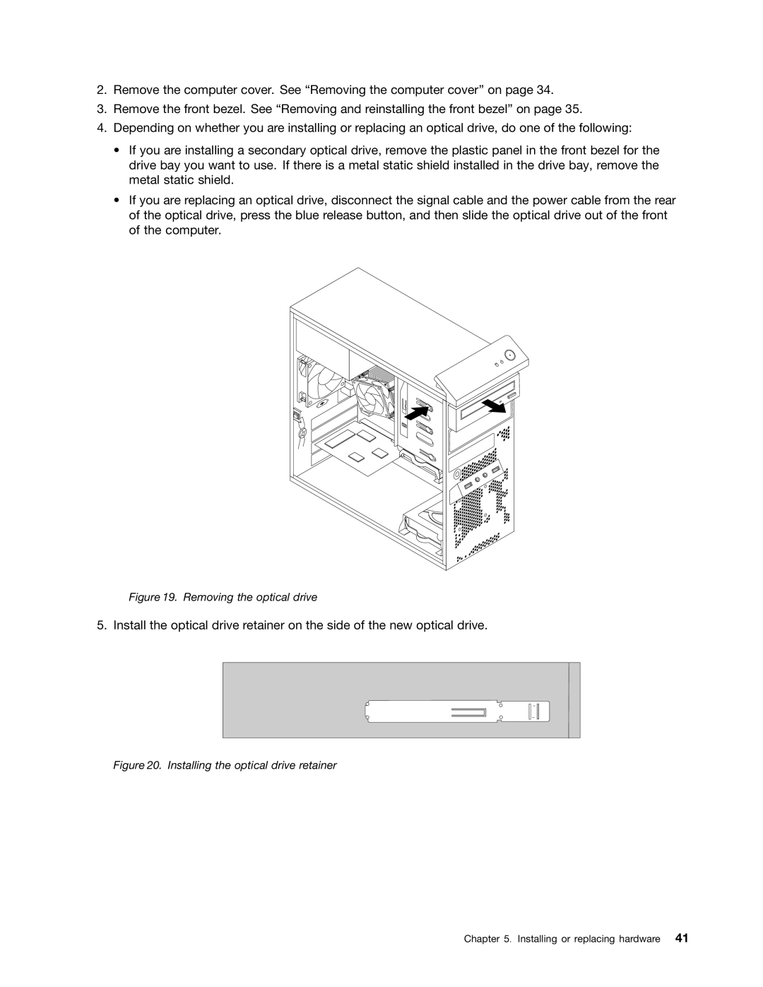 Lenovo 2697, 2756D7U manual Removing the optical drive 