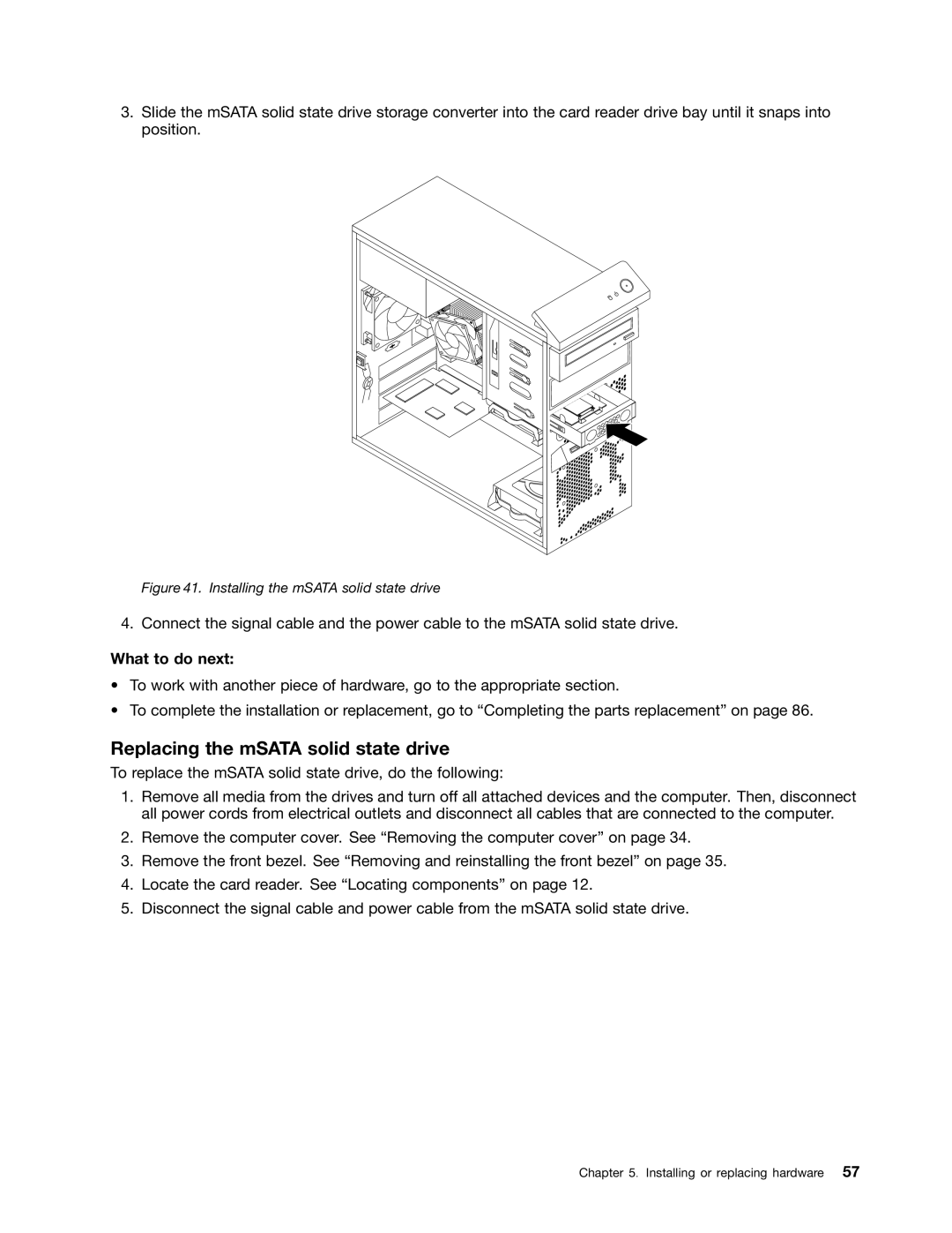 Lenovo 2697, 2756D7U manual Replacing the mSATA solid state drive, Installing the mSATA solid state drive 