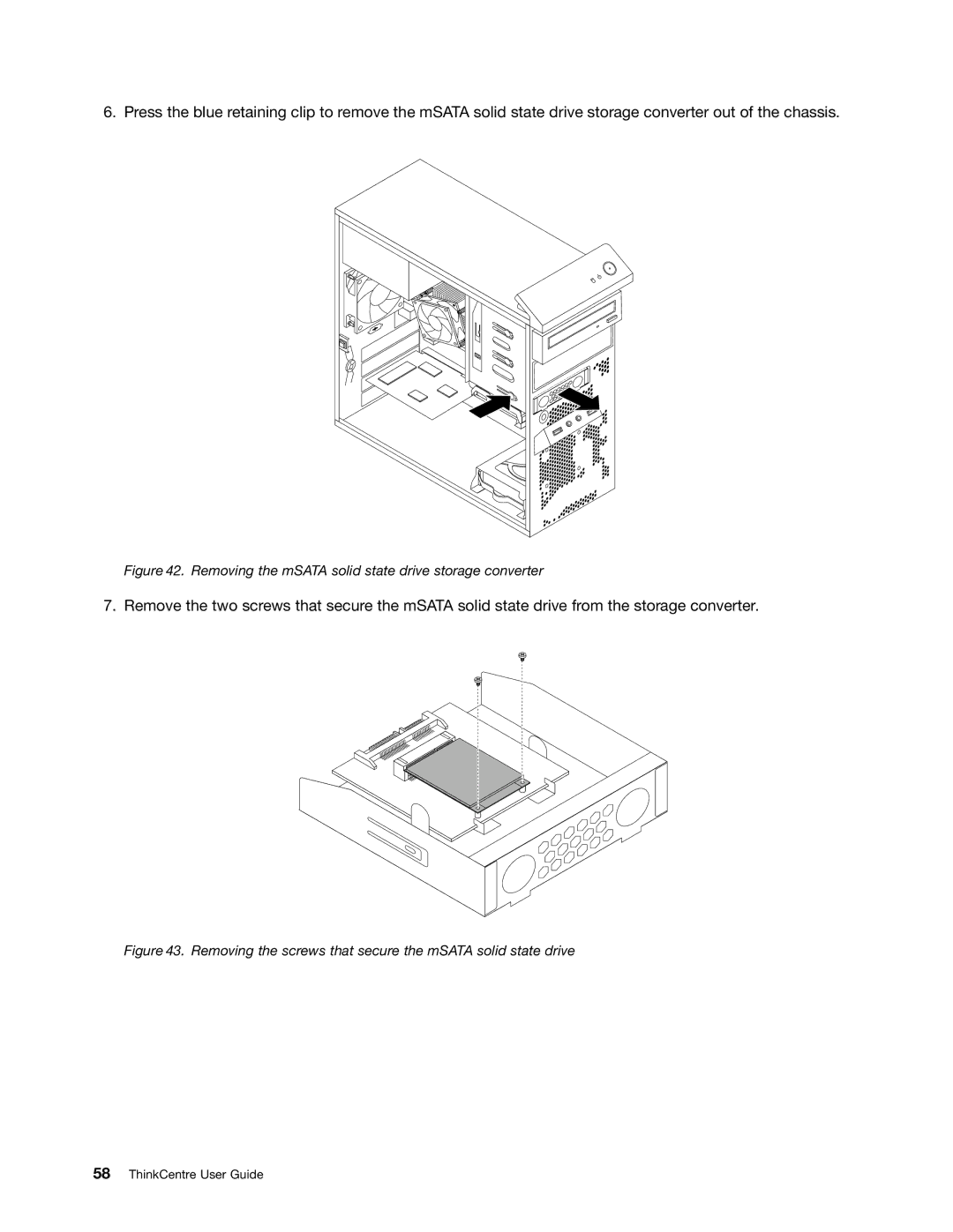 Lenovo 2756D7U, 2697 manual Removing the mSATA solid state drive storage converter 