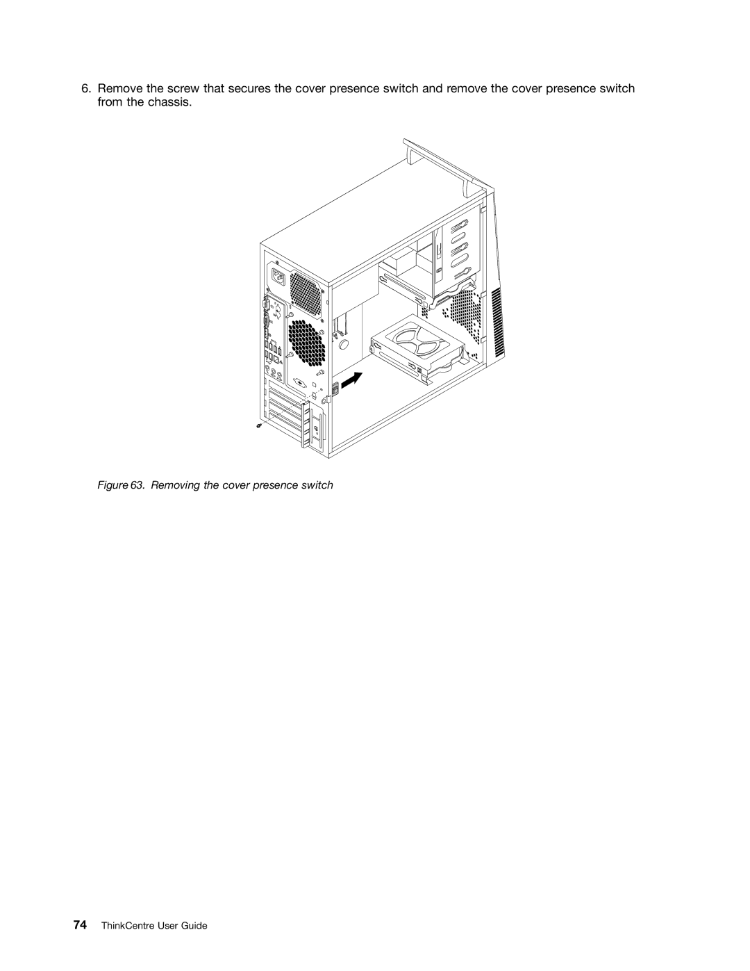 Lenovo 2756D7U, 2697 manual Removing the cover presence switch 