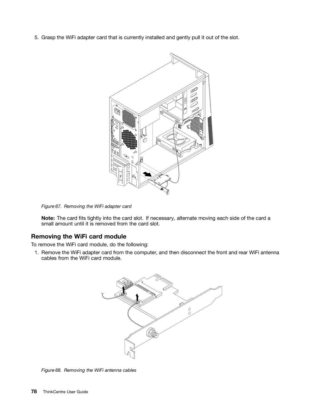 Lenovo 2756D7U, 2697 manual Removing the WiFi card module, Removing the WiFi adapter card 