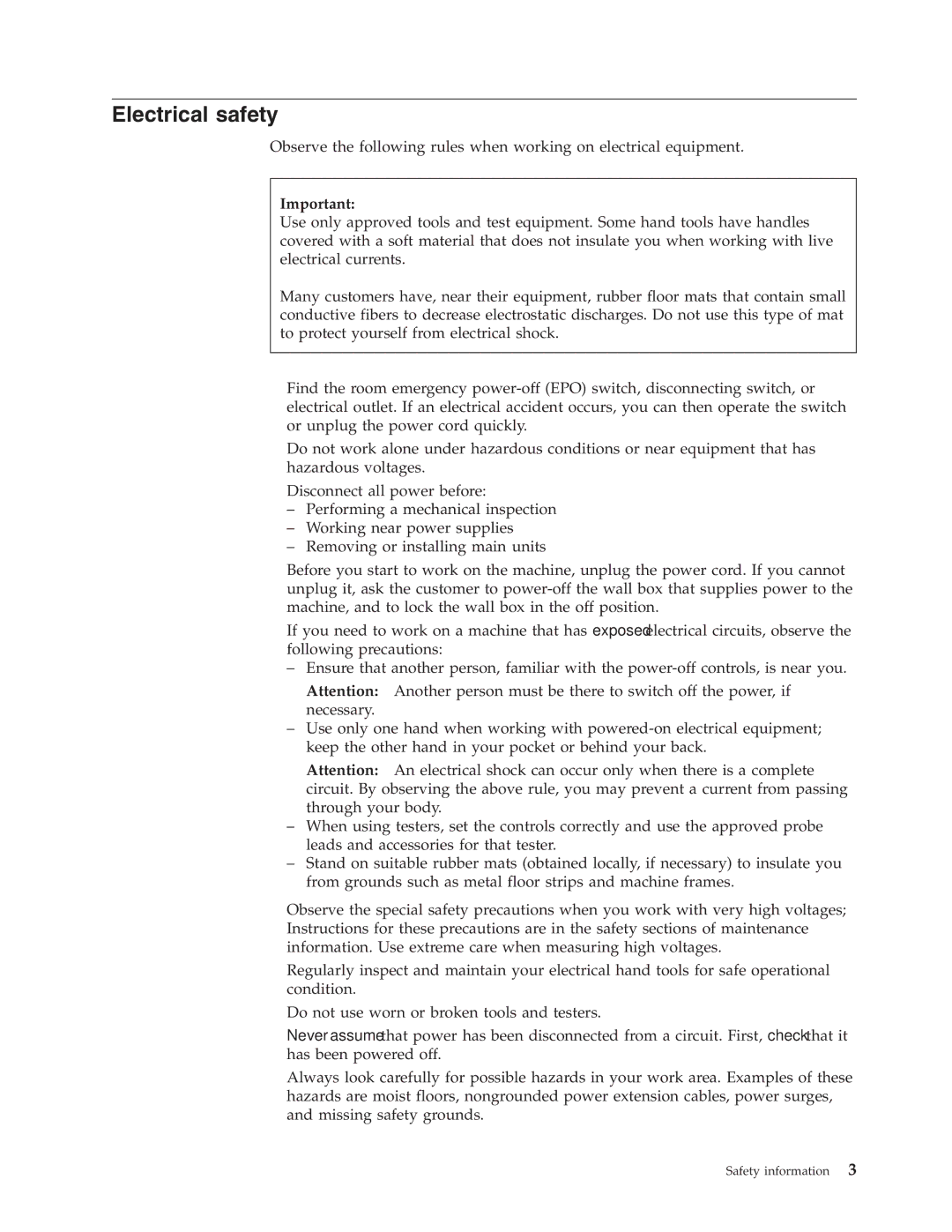 Lenovo 27763CU, 27763PU, 27763DU manual Electrical safety 