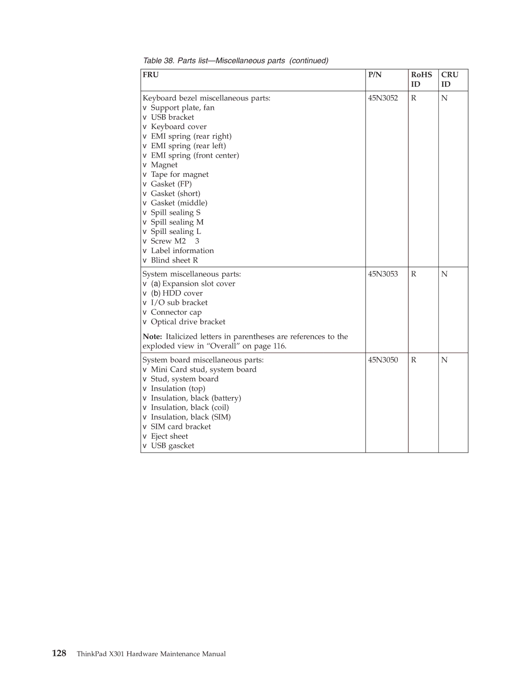 Lenovo 27763DU, 27763PU, 27763CU manual Fru 