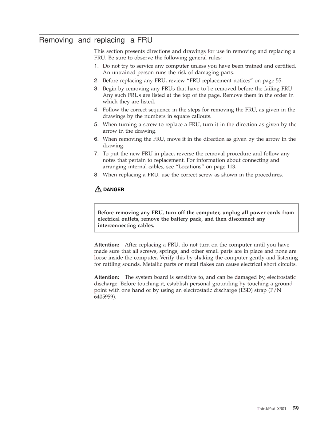 Lenovo 27763DU, 27763PU, 27763CU manual Removing and replacing a FRU 