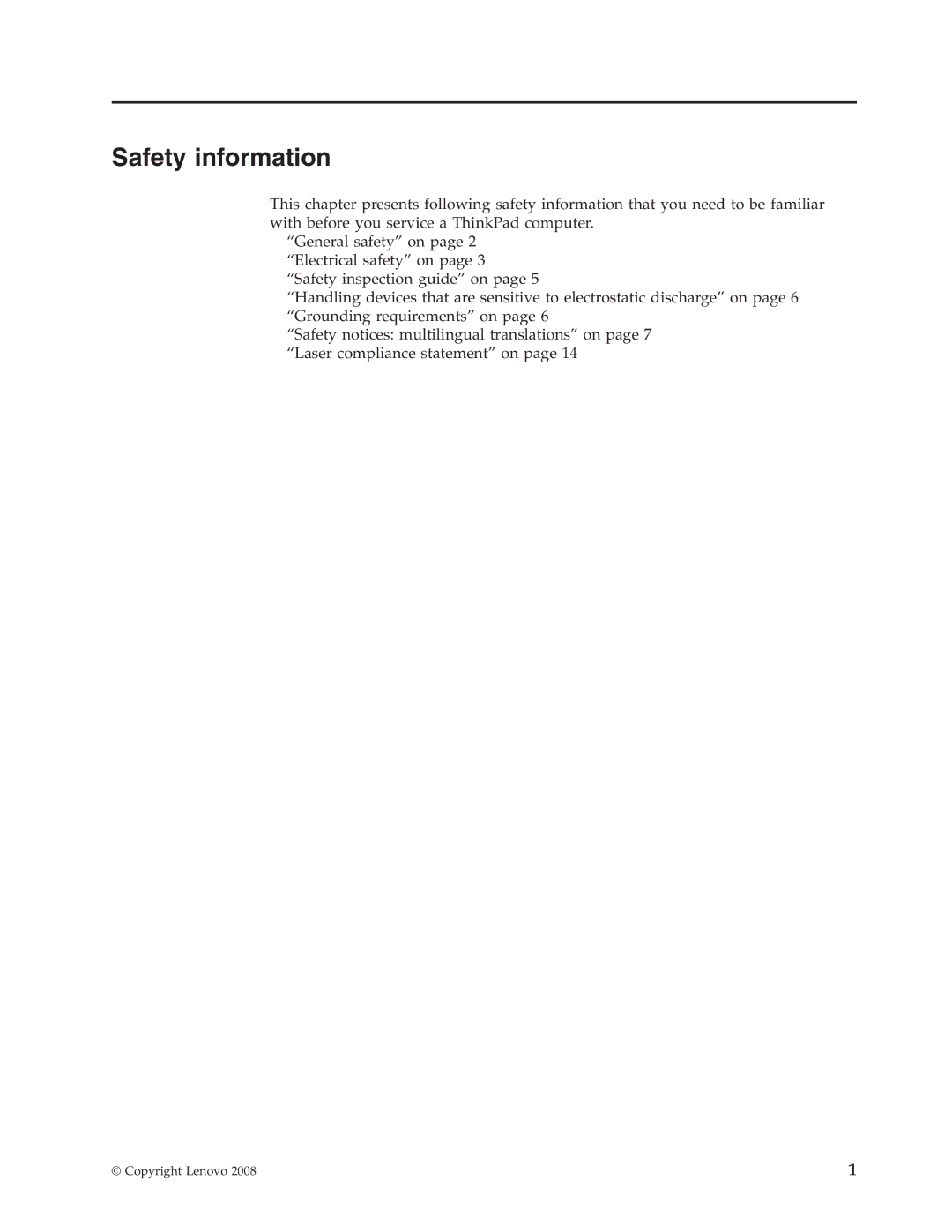 Lenovo 27763PU, 27763DU, 27763CU manual Safety information 