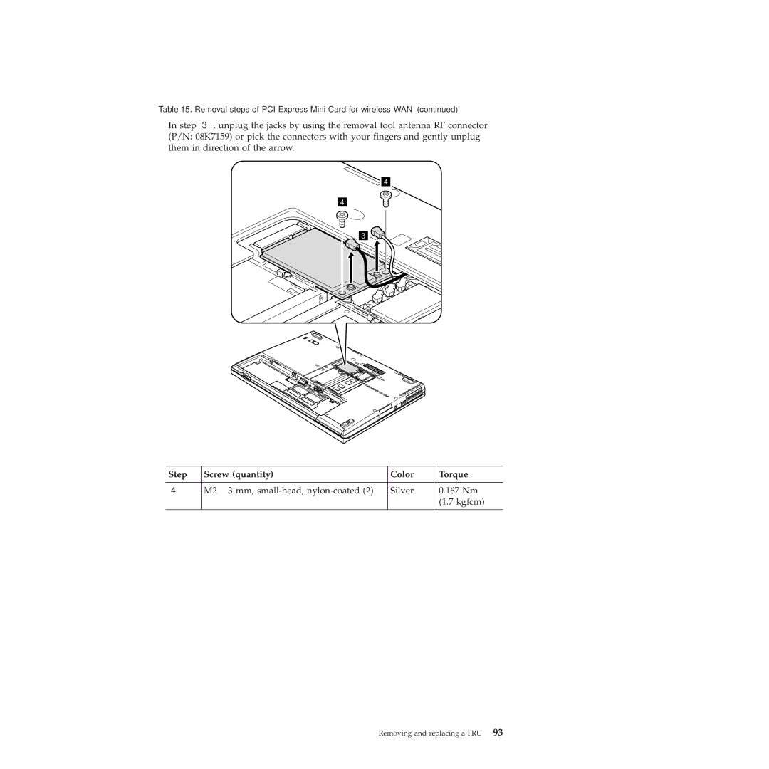 Lenovo 2808DKU, 28155YU, 28155XU manual Step Screw quantity Color Torque 