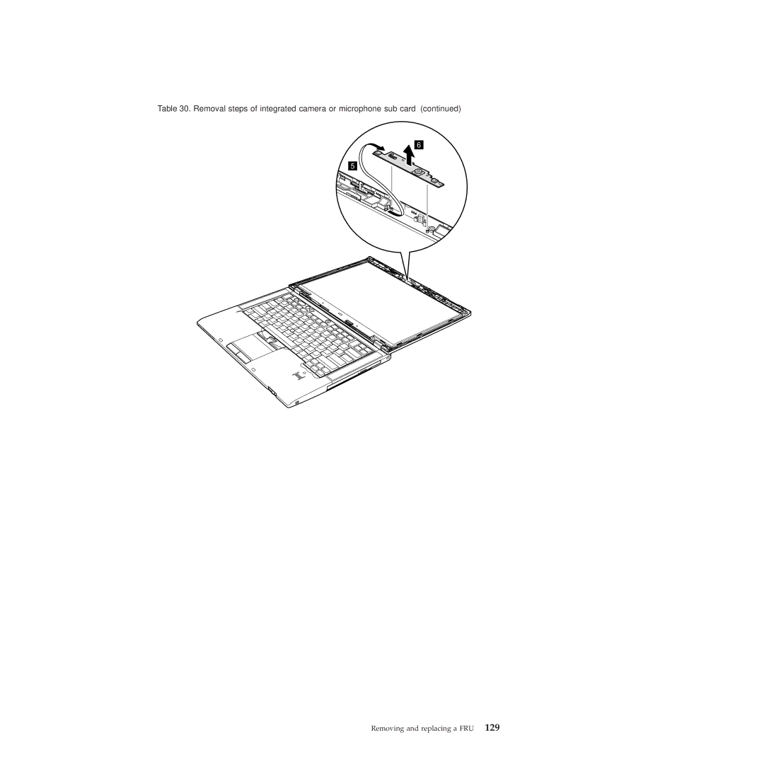 Lenovo 2808DKU, 28155YU, 28155XU manual Removal steps of integrated camera or microphone sub card 