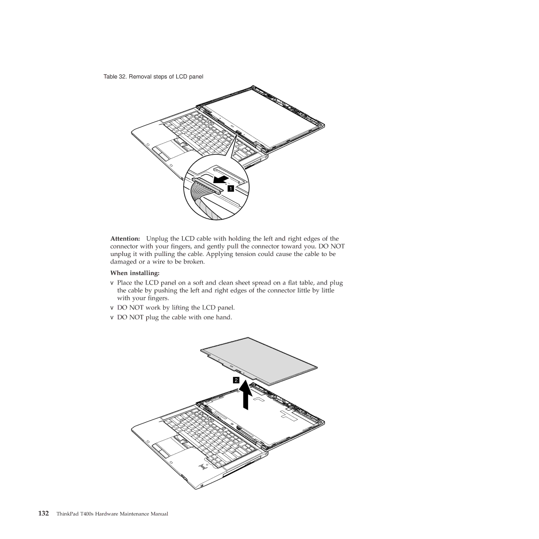 Lenovo 2808DKU, 28155YU, 28155XU manual Removal steps of LCD panel 