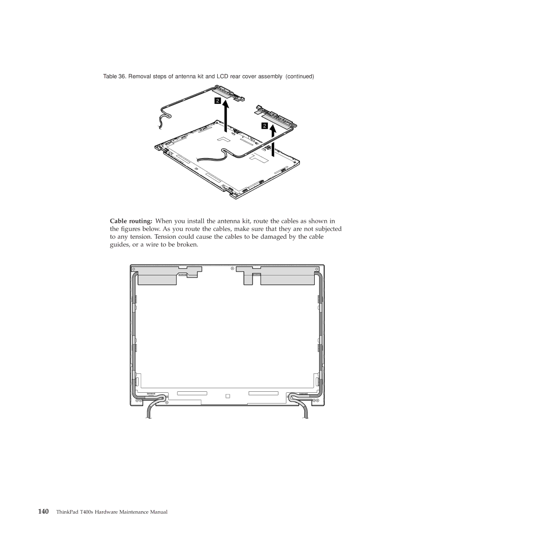 Lenovo 28155XU, 28155YU, 2808DKU manual Removal steps of antenna kit and LCD rear cover assembly 