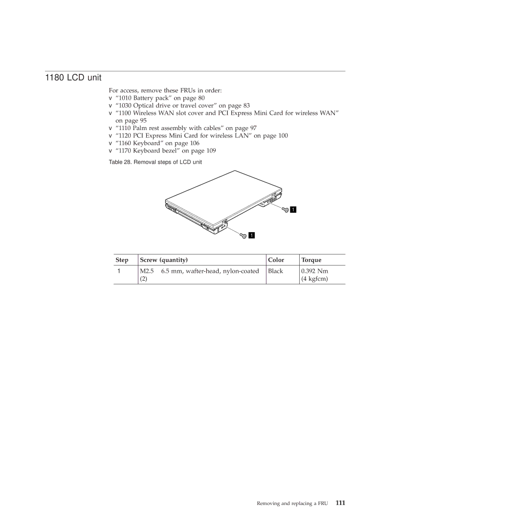 Lenovo 28472JU, SL410, SL510, 28472PU, 28472QU manual LCD unit 