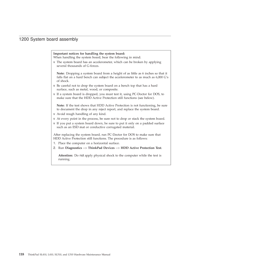 Lenovo 28472JU, SL410, SL510, 28472PU, 28472QU manual System board assembly, Important notices for handling the system board 