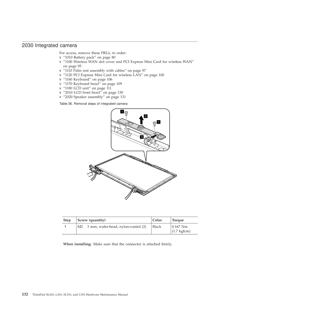 Lenovo 28472JU, SL410, SL510, 28472PU, 28472QU manual Integrated camera 