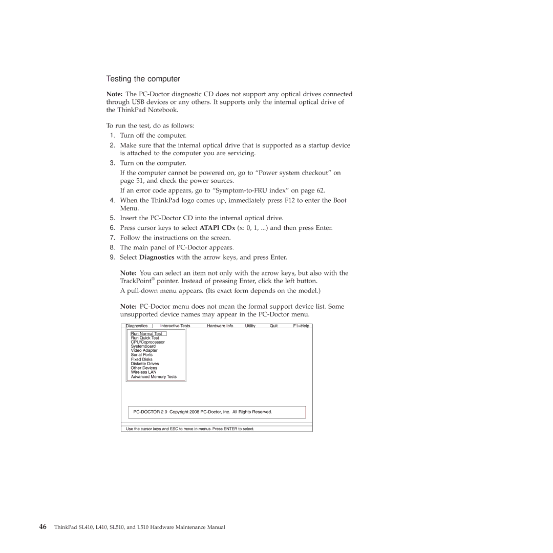 Lenovo 28472PU, 28472JU, SL410, SL510, 28472QU manual Testing the computer 