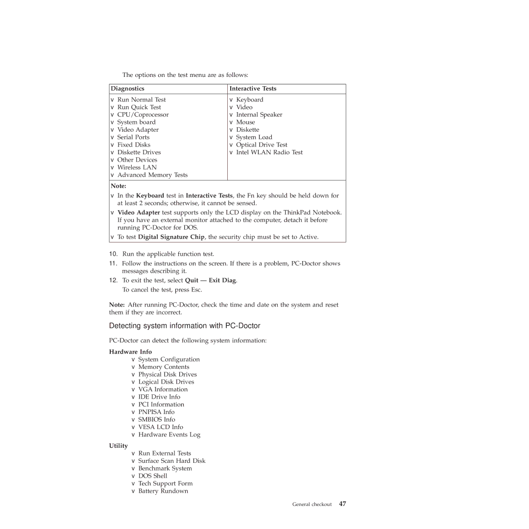 Lenovo 28472QU, 28472JU, SL410, SL510, 28472PU manual Diagnostics Interactive Tests, Hardware Info, Utility 