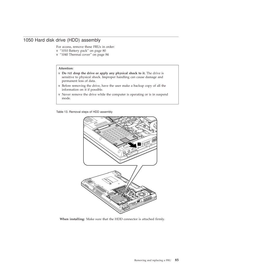 Lenovo SL410, 28472JU, SL510, 28472PU, 28472QU manual Hard disk drive HDD assembly 