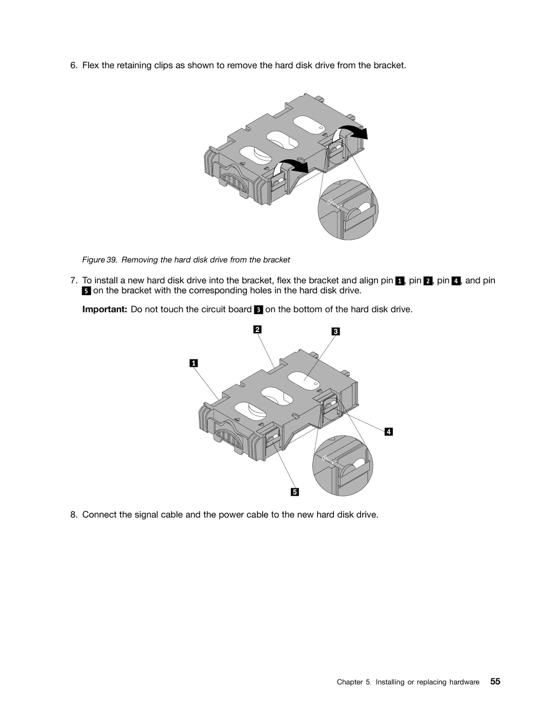 Lenovo 3214, 2988, 2992E5U, 2982, 2993, 2996, 3393, 3395, 3306, 3224, 3202, 3187, 3185 Removing the hard disk drive from the bracket 