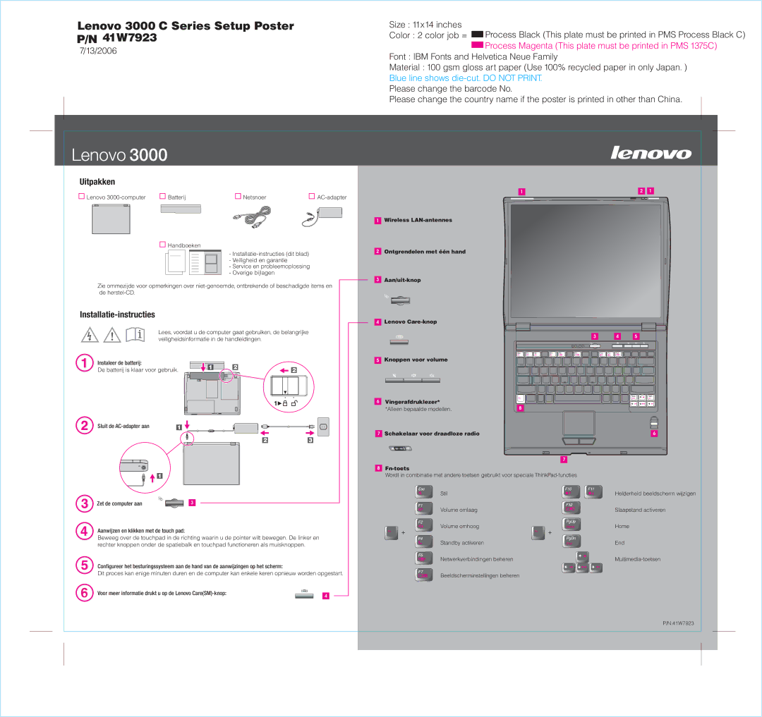 Lenovo 3000 C manual Uitpakken, Installatie-instructies 