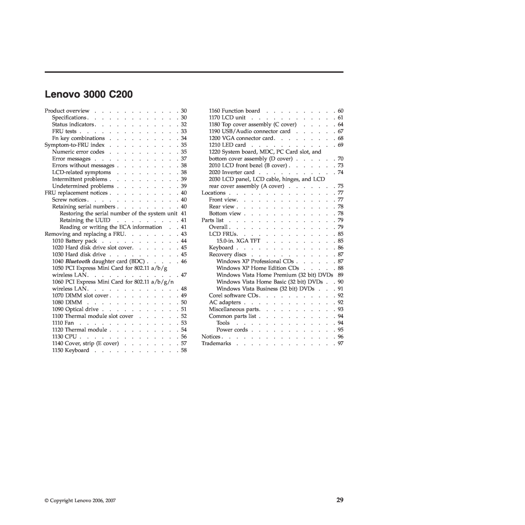 Lenovo manual Lenovo 3000 C200 