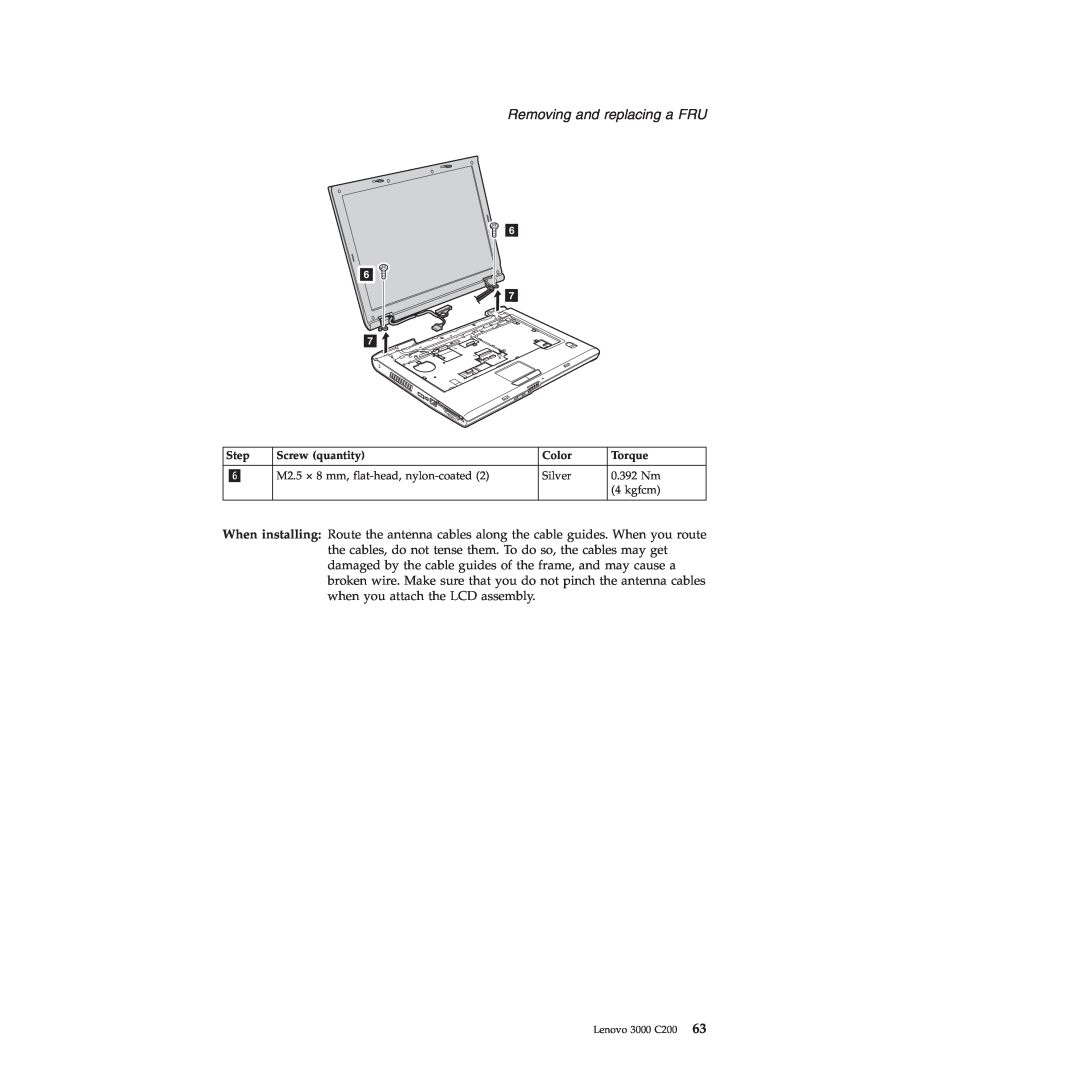 Lenovo 3000 C200 manual Removing and replacing a FRU 