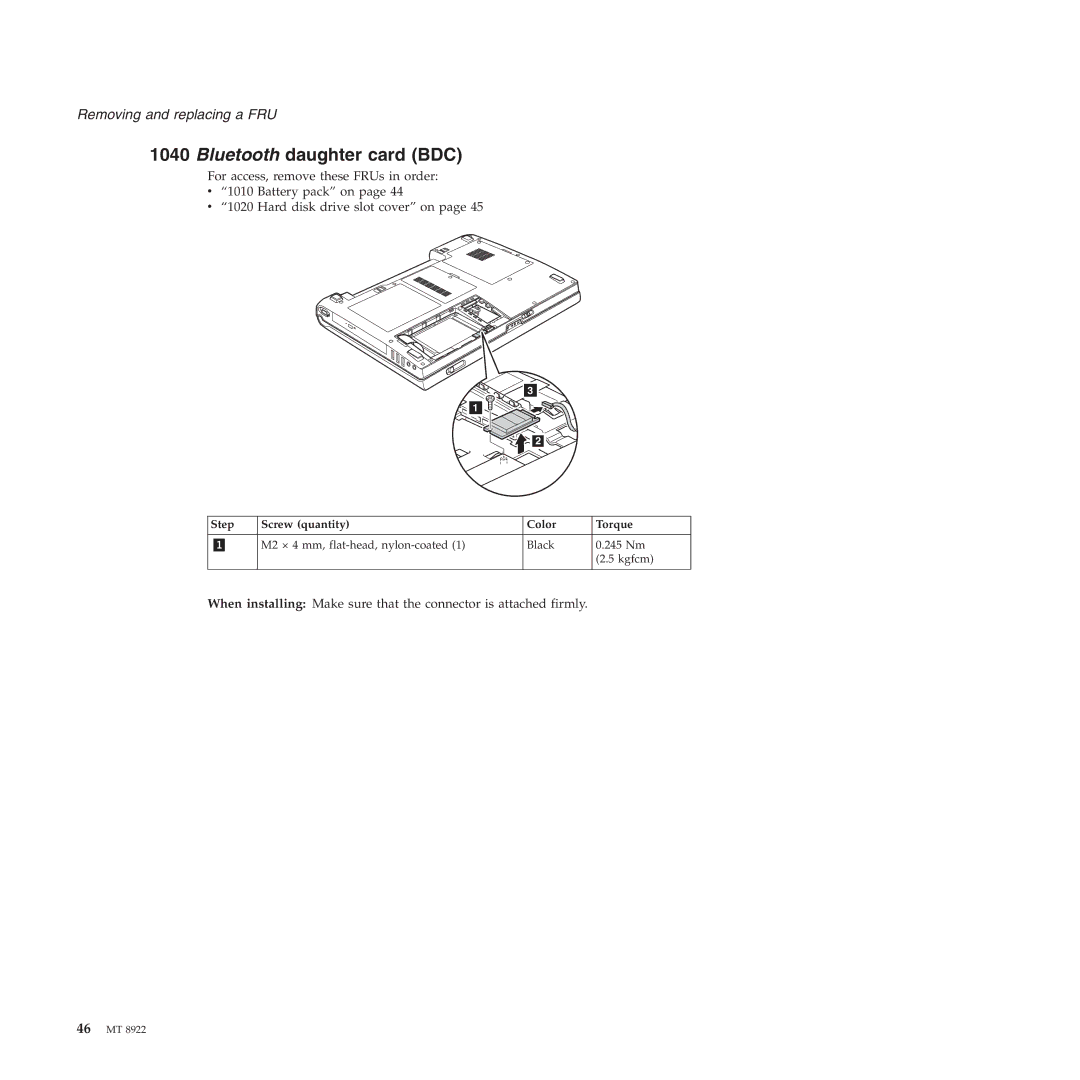 Lenovo 3000 C200 manual Bluetooth daughter card BDC 