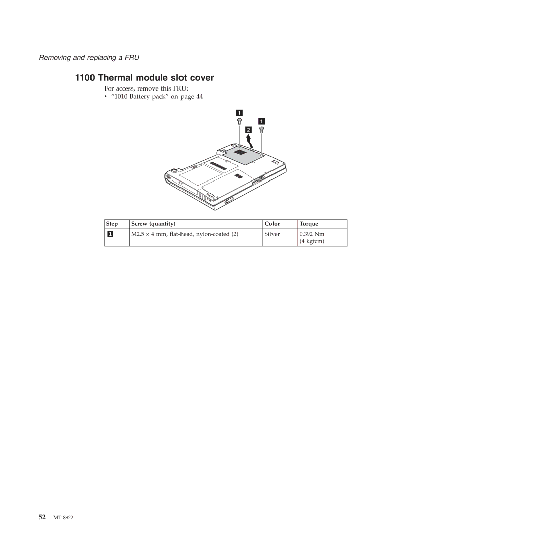 Lenovo 3000 C200 manual Thermal module slot cover 