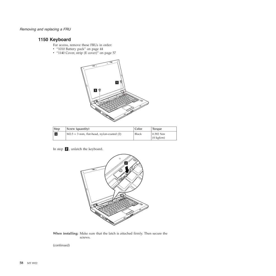 Lenovo 3000 C200 manual Keyboard 