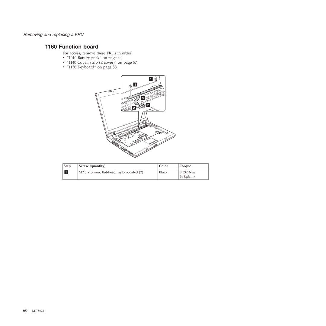 Lenovo 3000 C200 manual Function board 