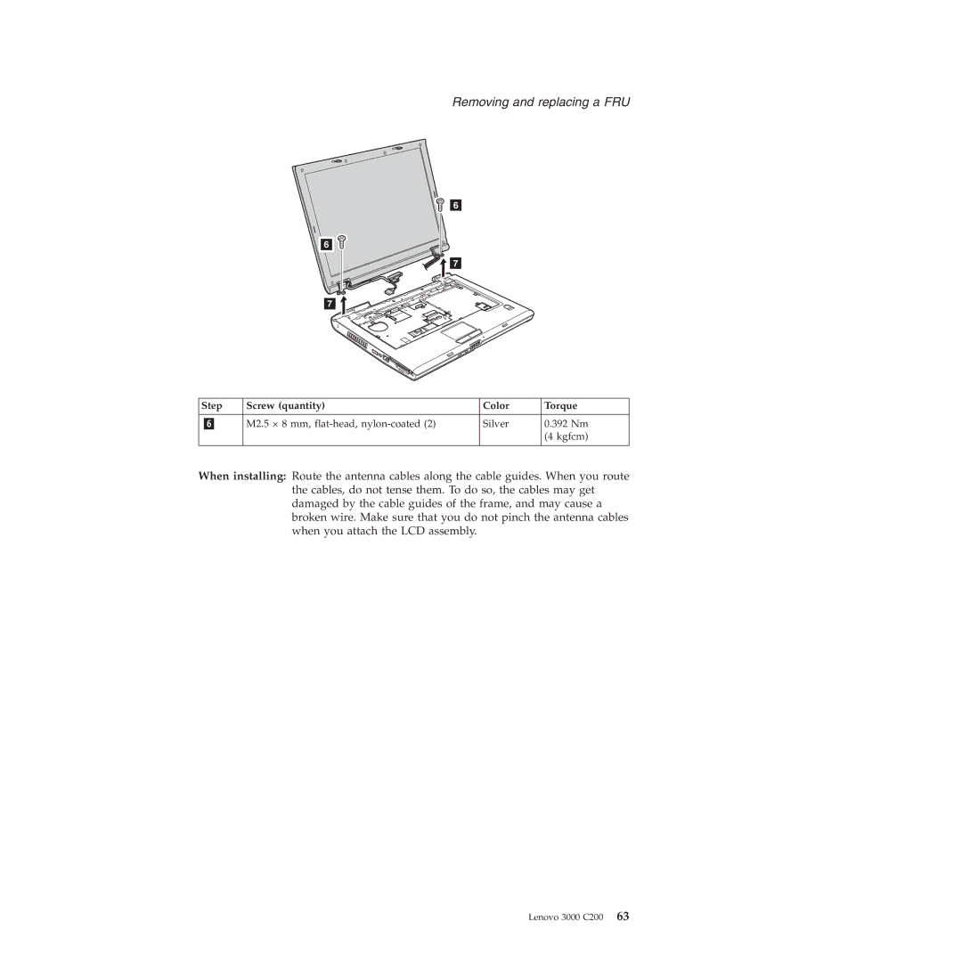 Lenovo 3000 C200 manual Removing and replacing a FRU 