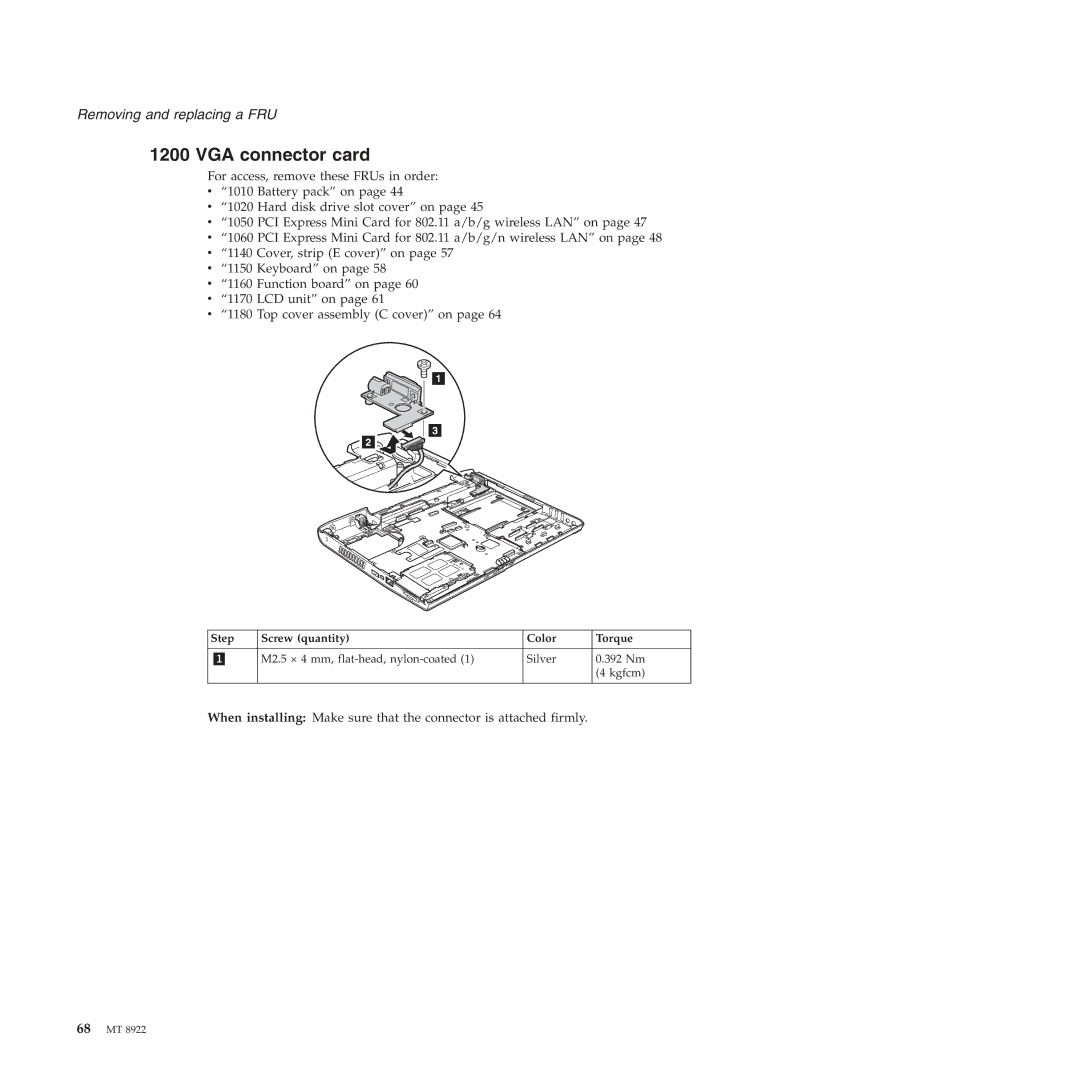 Lenovo 3000 C200 manual VGA connector card 