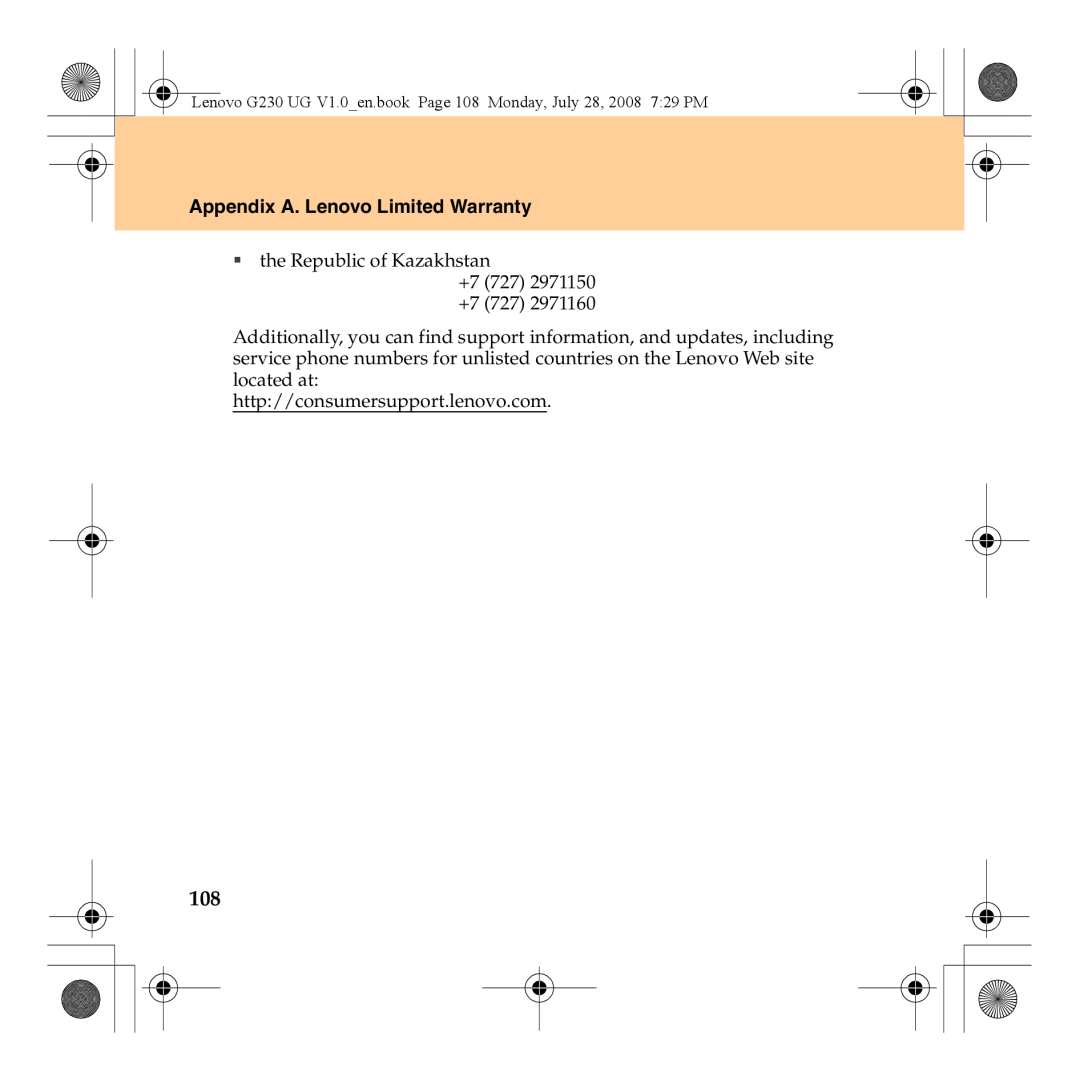 Lenovo 3000 G230 manual Appendix A. Lenovo Limited Warranty, ƒ the Republic of Kazakhstan +7 727 +7 727 