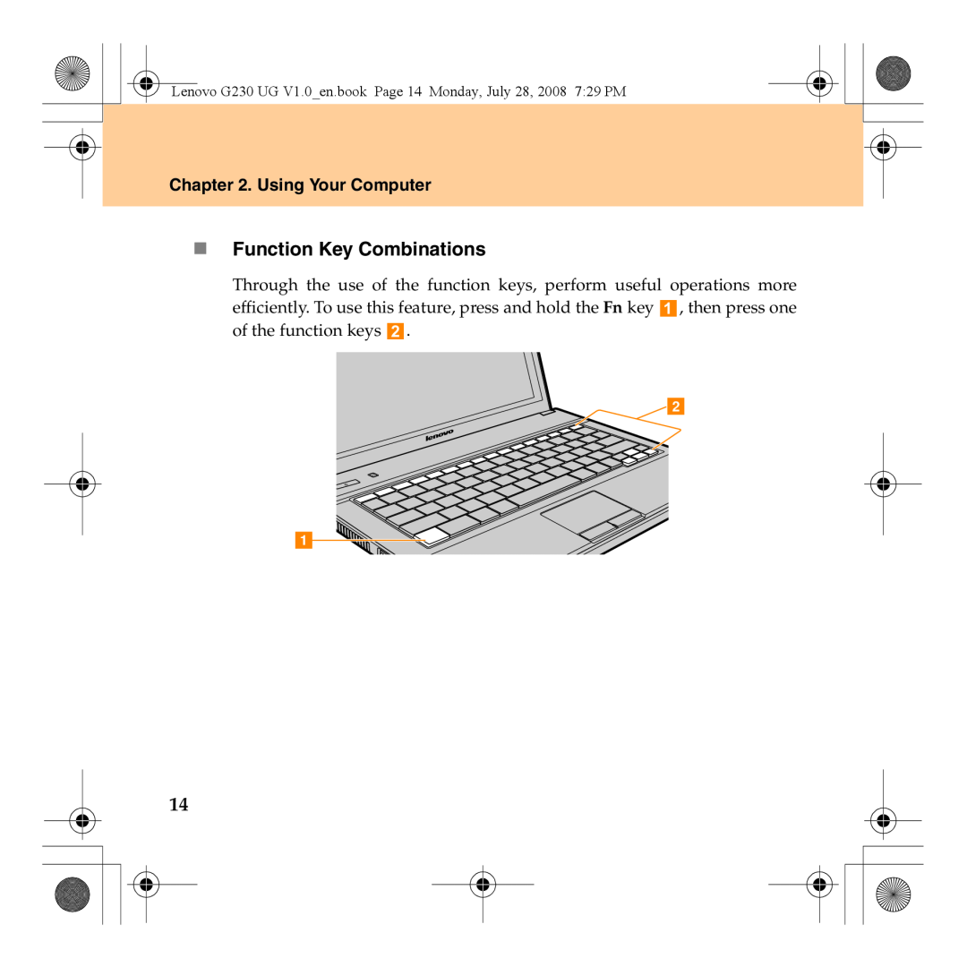 Lenovo 3000 G230 manual „ Function Key Combinations, Using Your Computer 