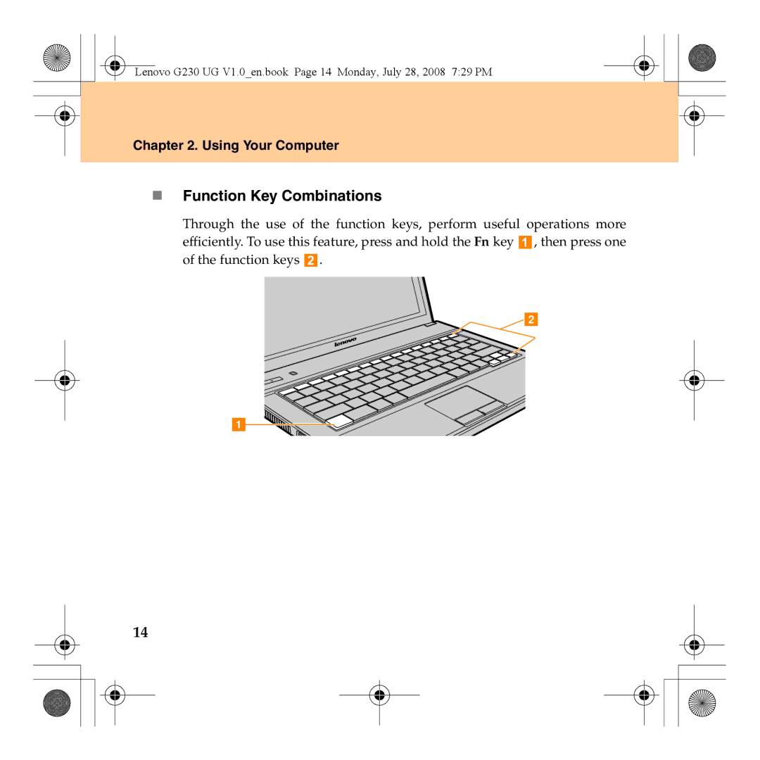 Lenovo 3000 G230 manual „ Function Key Combinations 