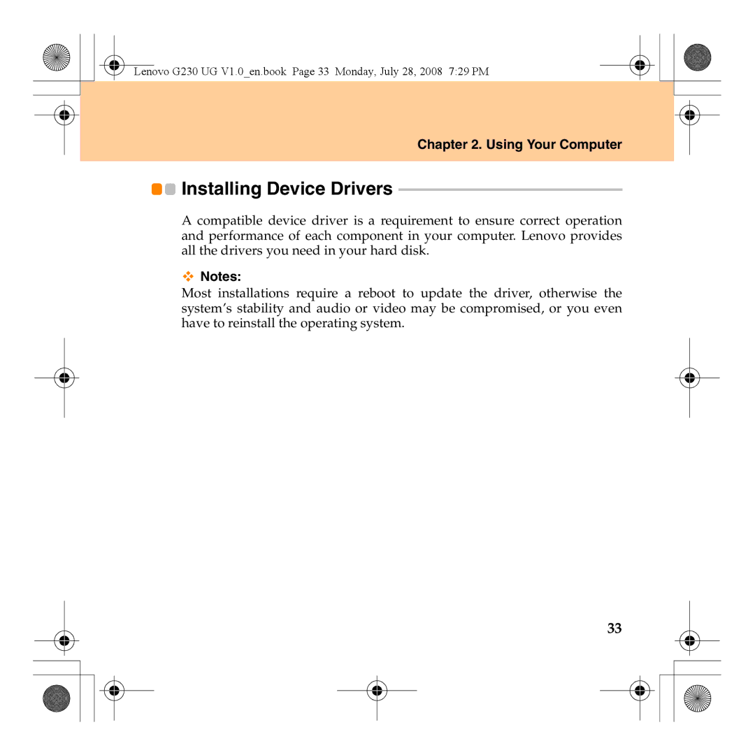 Lenovo 3000 G230 manual Installing Device Drivers 