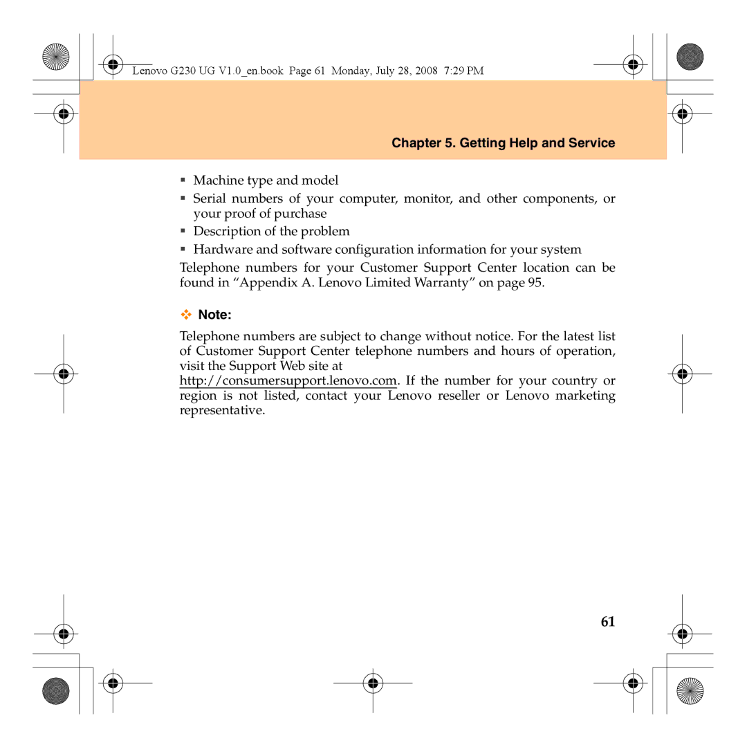 Lenovo 3000 G230 manual Getting Help and Service 