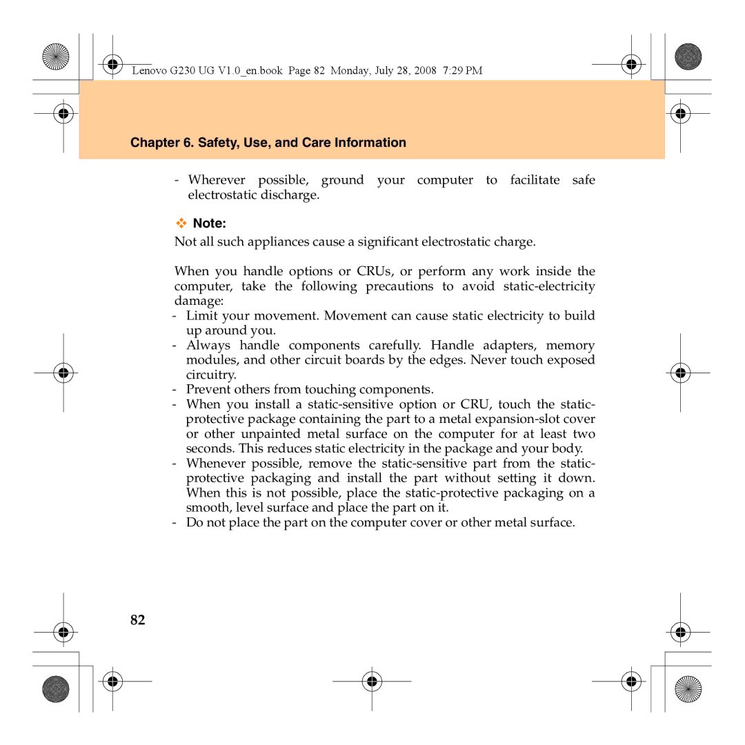 Lenovo 3000 G230 manual Safety, Use, and Care Information 