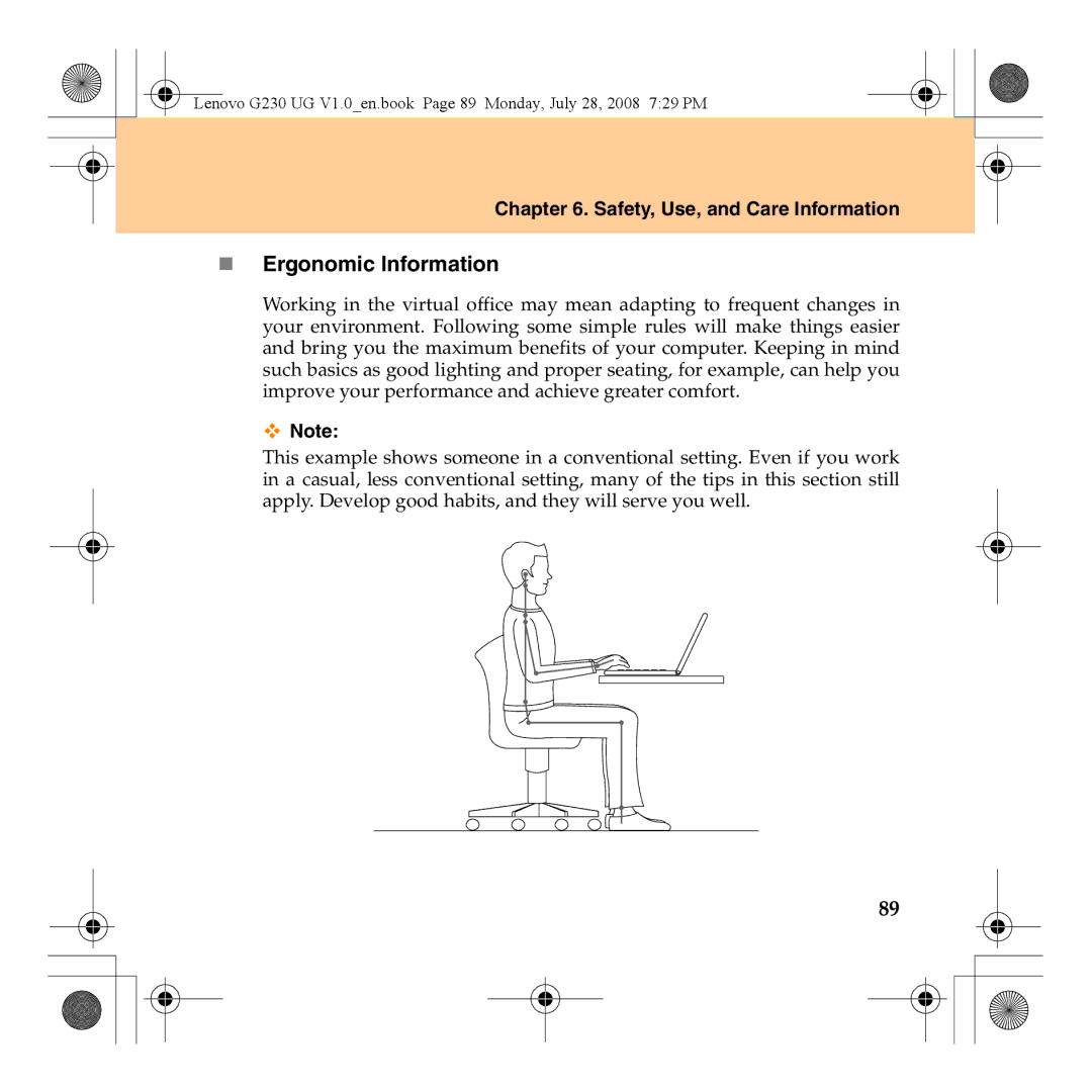 Lenovo 3000 G230 manual „ Ergonomic Information 