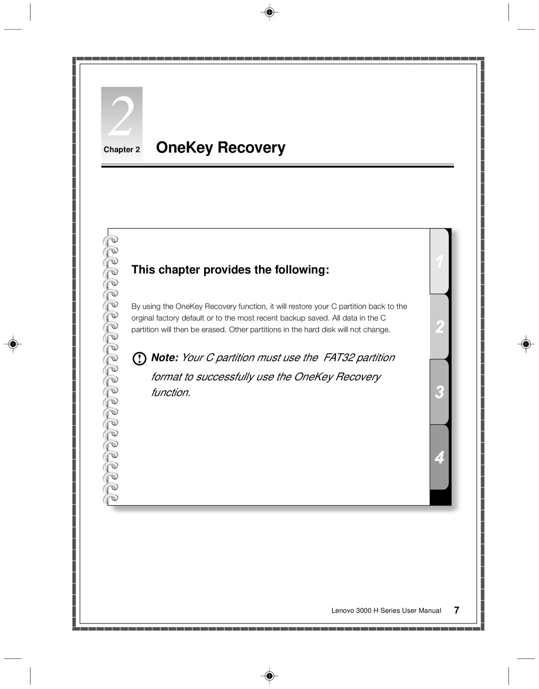 Lenovo 3000 H Series user manual OneKey Recovery 