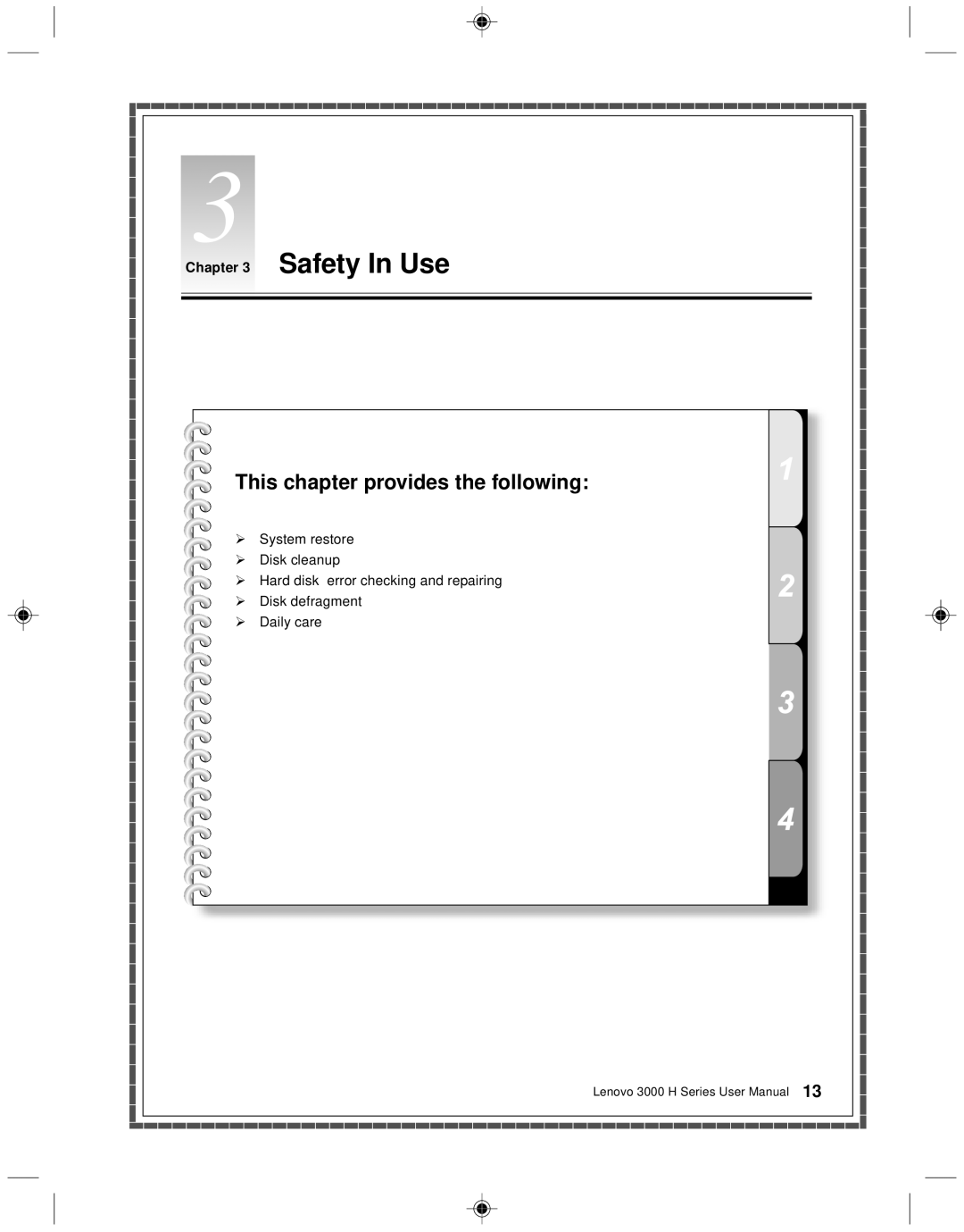 Lenovo 3000 H Series user manual Safety In Use 