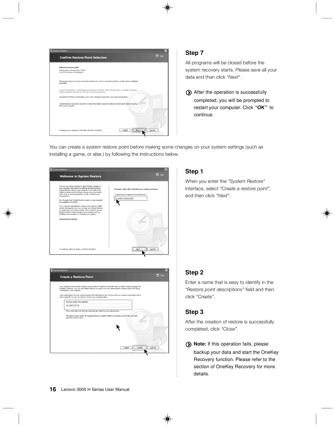 Lenovo 3000 H Series user manual Step 