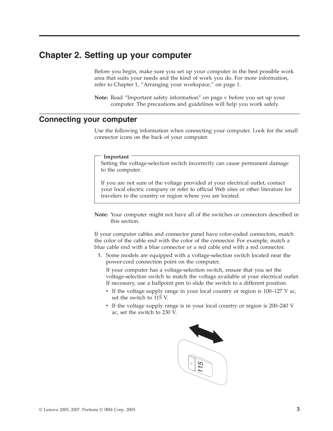 Lenovo 3000 J Series manual Setting up your computer, Connecting your computer 