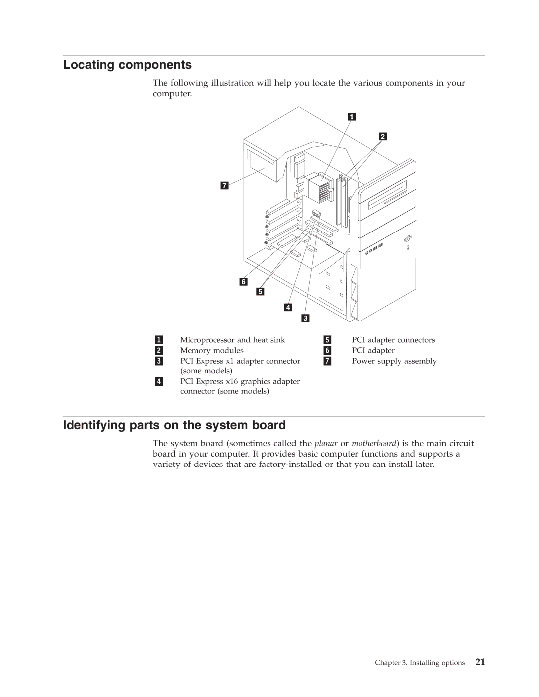 Lenovo 3000 J Series manual Locating components, Identifying parts on the system board 