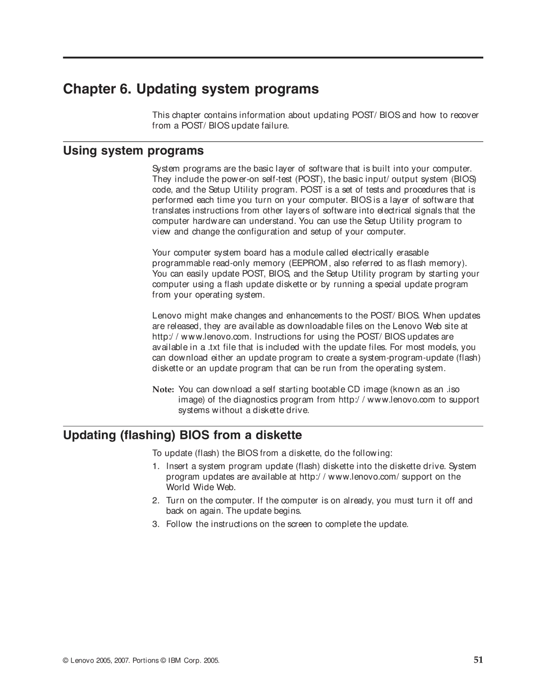 Lenovo 3000 J Series manual Updating system programs, Using system programs, Updating flashing Bios from a diskette 