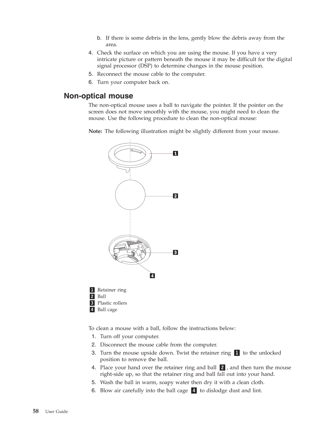 Lenovo 3000 J Series manual Non-optical mouse 