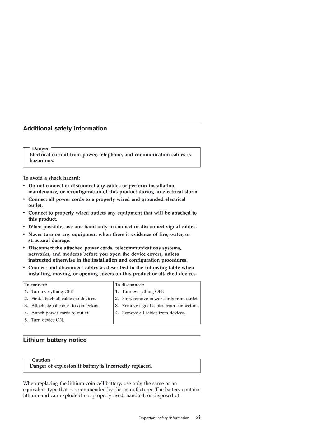 Lenovo 3000 J warranty Additional safety information, Lithium battery notice 